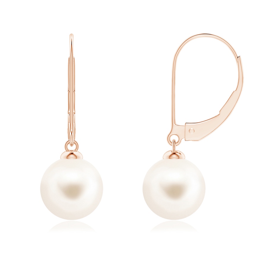 8mm AAA Freshwater Pearl Earrings with Leverback in Rose Gold 