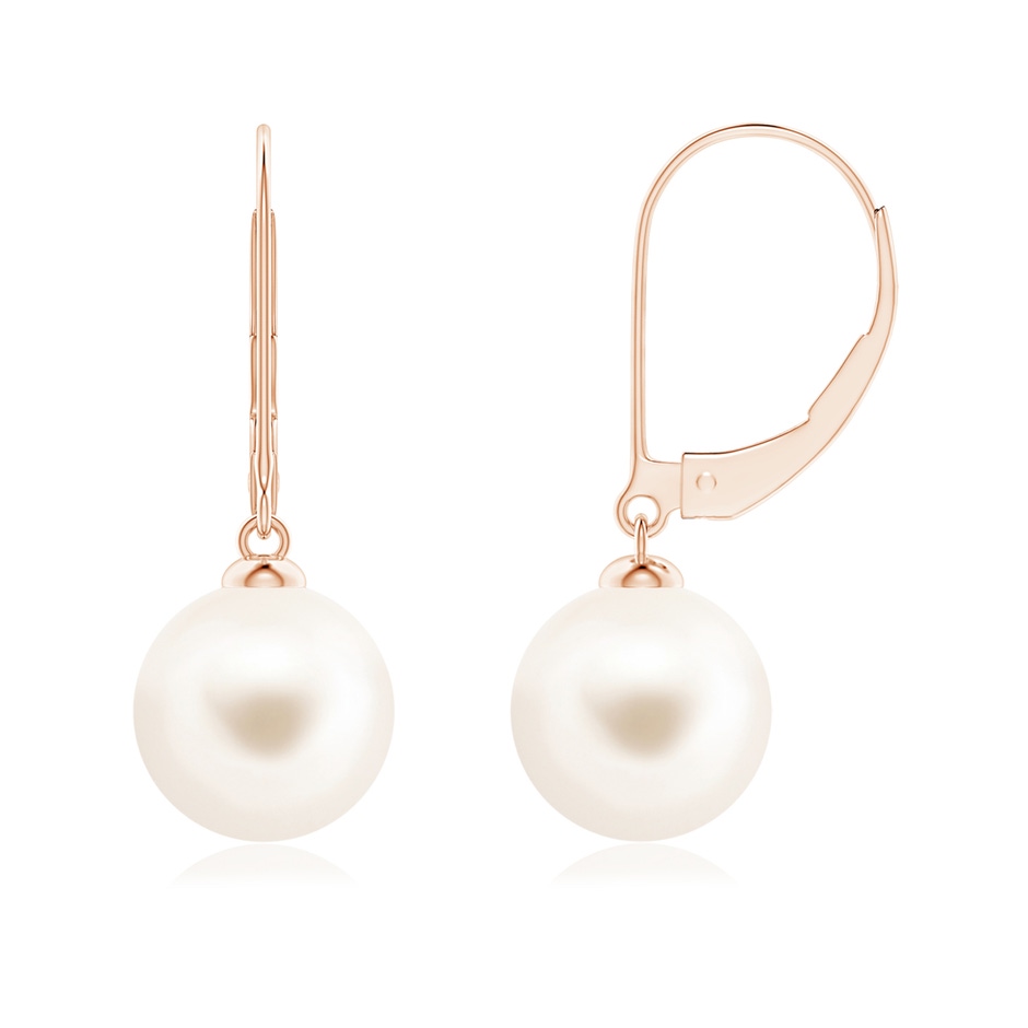 9mm AAA Freshwater Pearl Earrings with Leverback in Rose Gold 