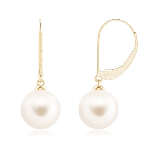 9mm AAA Freshwater Pearl Earrings with Leverback in Yellow Gold