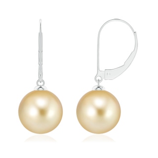 10mm AAAA Golden South Sea Pearl Earrings with Leverback in P950 Platinum