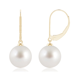 10mm AAA South Sea Pearl Earrings with Leverback in 10K Yellow Gold