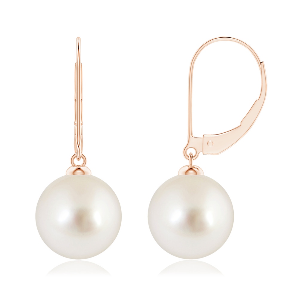 10mm AAAA South Sea Pearl Earrings with Leverback in Rose Gold