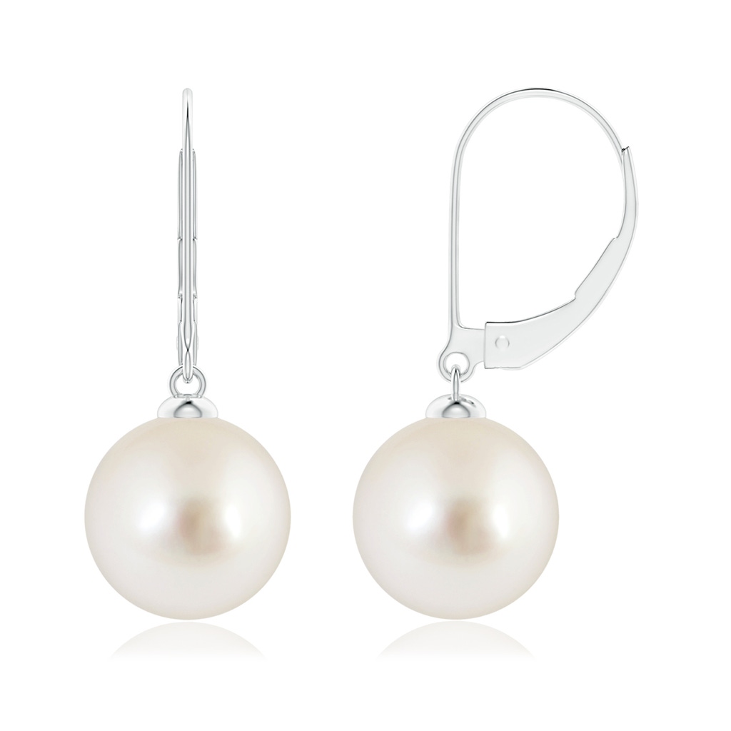 10mm AAAA South Sea Pearl Earrings with Leverback in White Gold