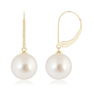10mm AAAA South Sea Pearl Earrings with Leverback in Yellow Gold