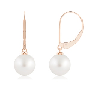 8mm AA South Sea Pearl Earrings with Leverback in 10K Rose Gold