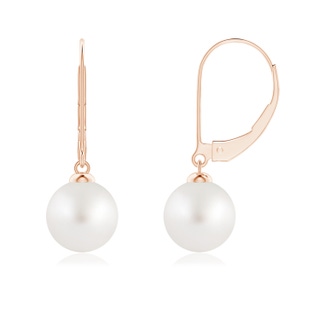 8mm AA South Sea Pearl Earrings with Leverback in Rose Gold