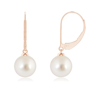 8mm AAAA South Sea Pearl Earrings with Leverback in Rose Gold