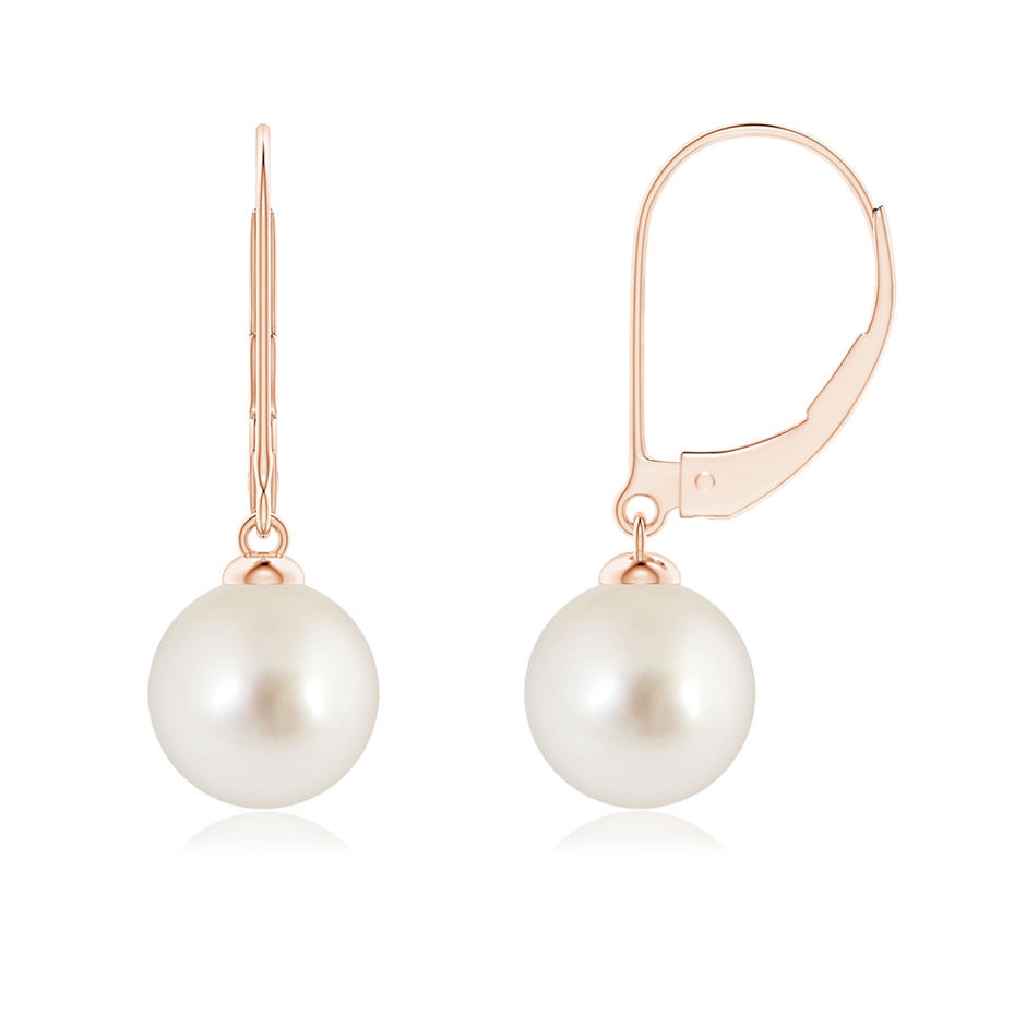 8mm AAAA South Sea Pearl Earrings with Leverback in Rose Gold 