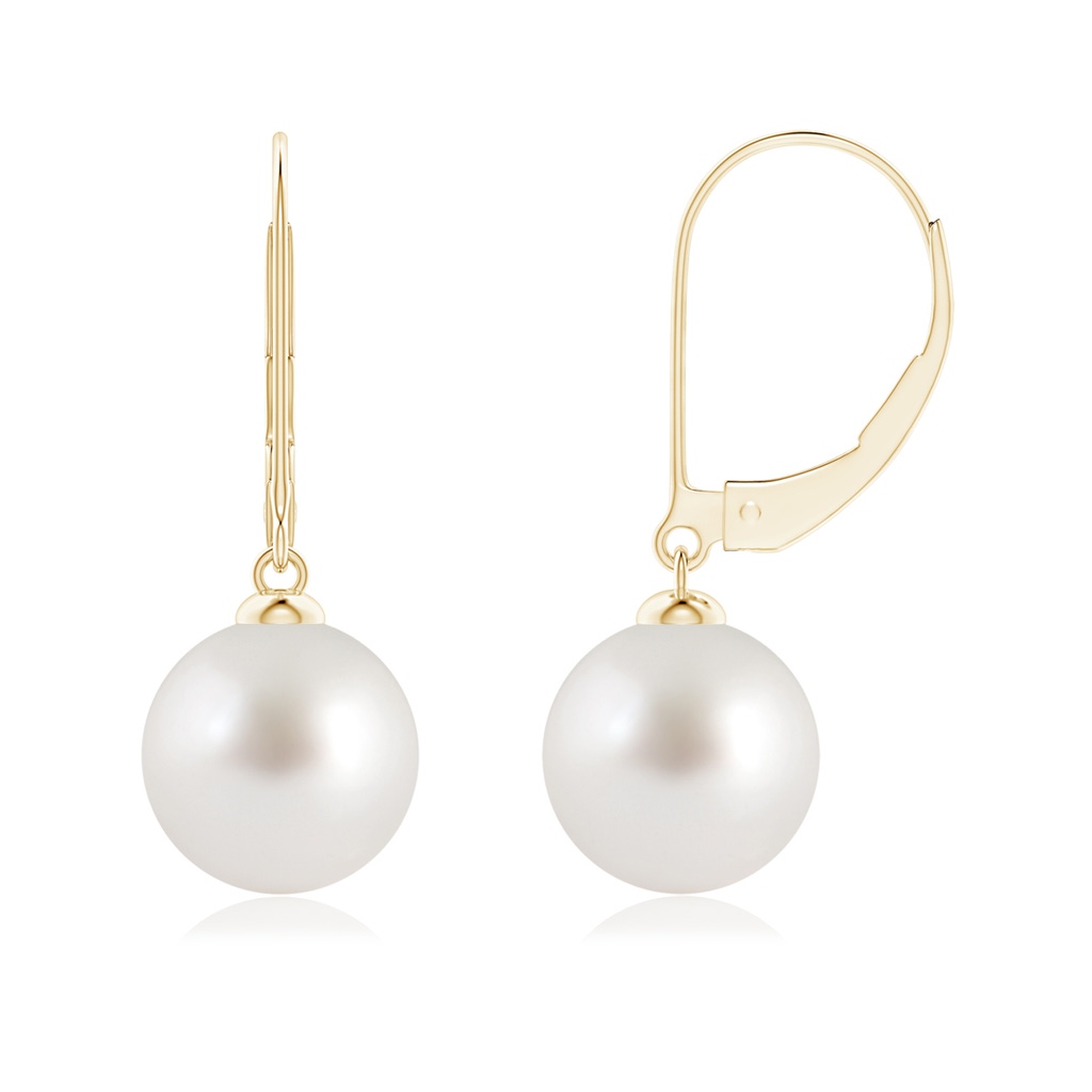 9mm AAA South Sea Pearl Earrings with Leverback in 9K Yellow Gold