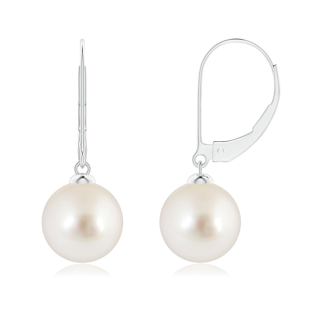 9mm AAAA South Sea Pearl Earrings with Leverback in White Gold