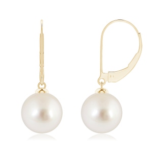 9mm AAAA South Sea Pearl Earrings with Leverback in Yellow Gold