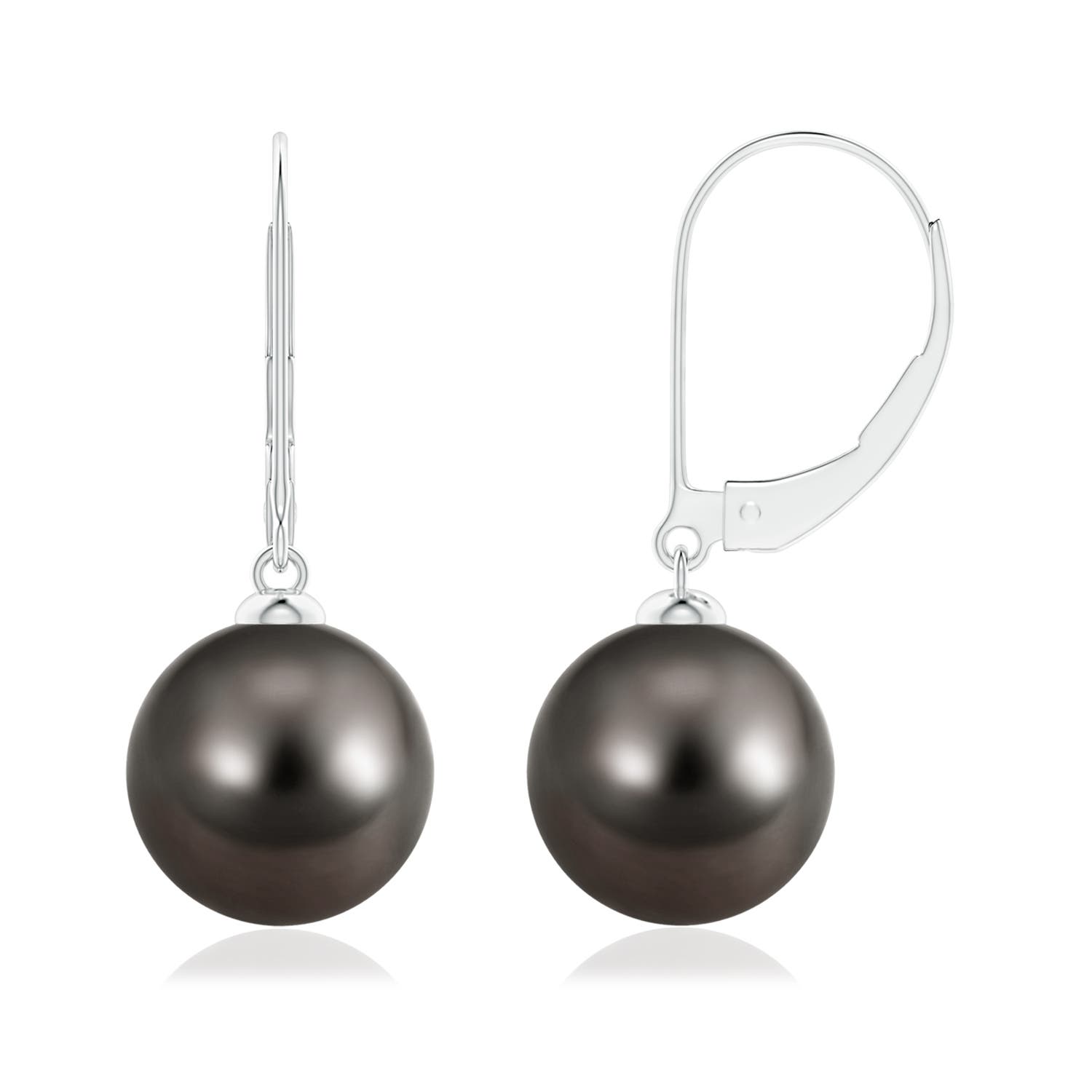 10mm AAA Tahitian Pearl Earrings with Leverback in 18CT White Gold