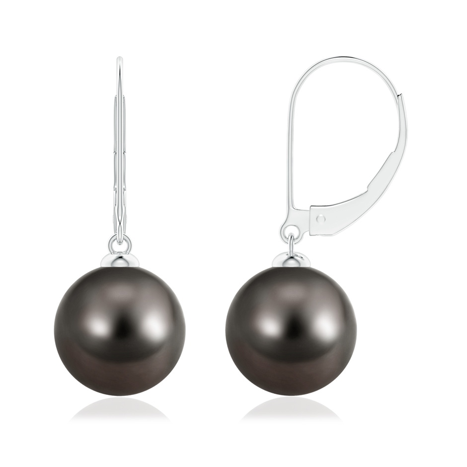 10mm AAA Tahitian Pearl Earrings with Leverback in White Gold 