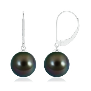 10mm AAAA Tahitian Pearl Earrings with Leverback in P950 Platinum