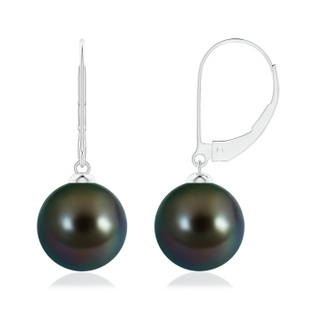10mm AAAA Tahitian Pearl Earrings with Leverback in White Gold