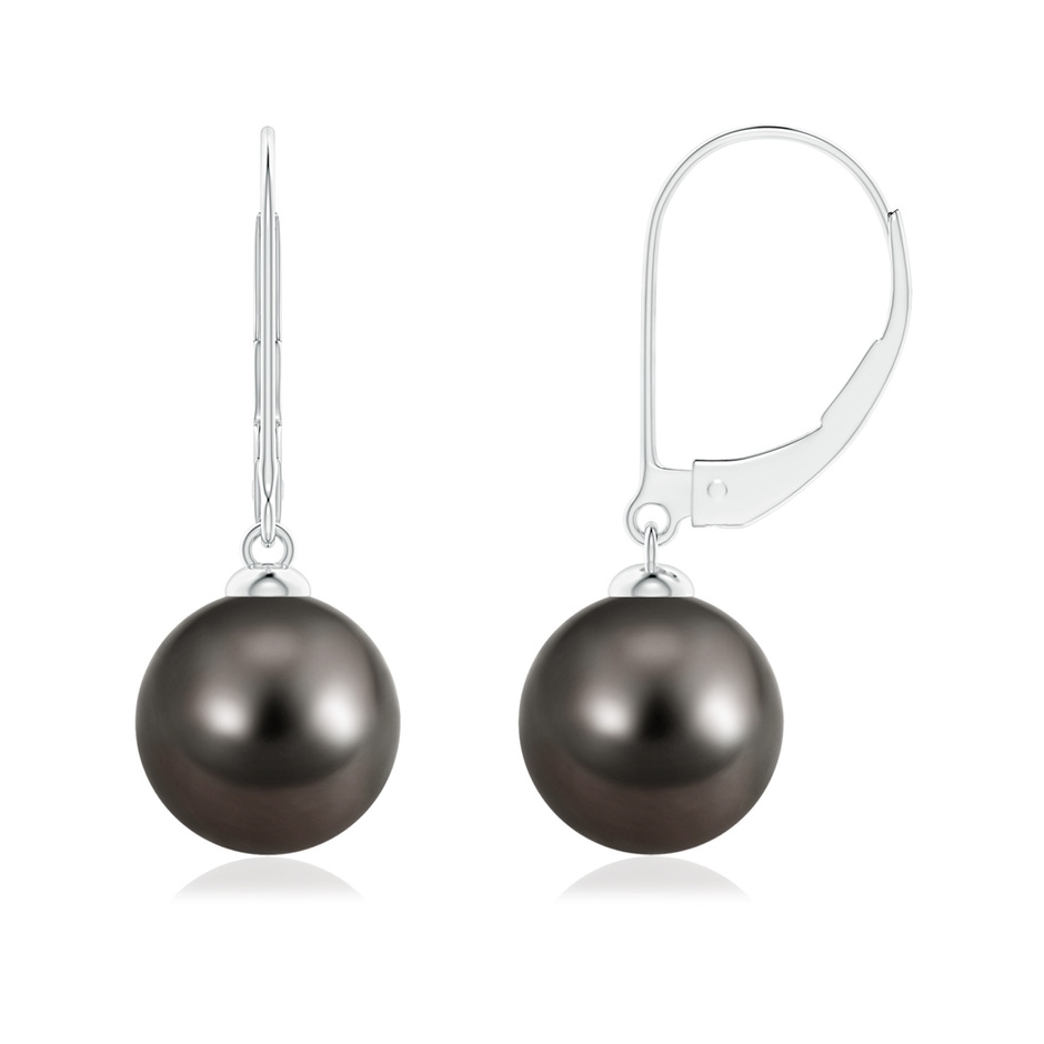 9mm AAA Tahitian Pearl Earrings with Leverback in White Gold 
