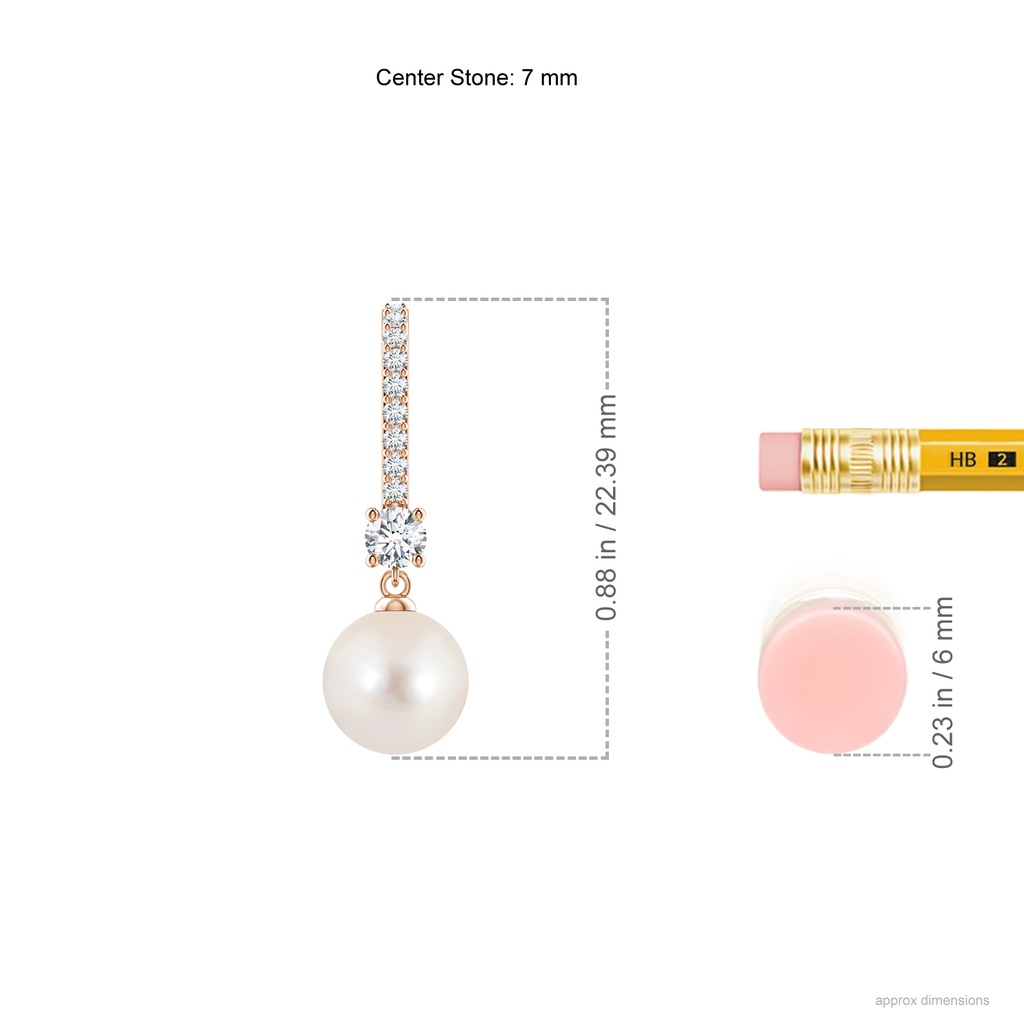 7mm AAAA Leverback Freshwater Pearl Drop Earrings in Rose Gold - body_ear