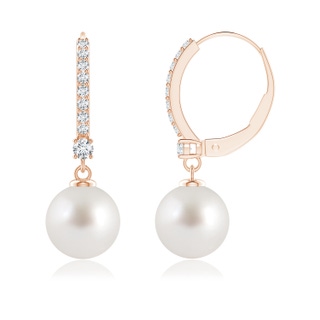 8mm AAA Leverback South Sea Pearl Drop Earrings in 10K Rose Gold