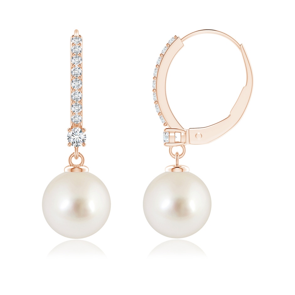 8mm AAAA Leverback South Sea Pearl Drop Earrings in 9K Rose Gold 