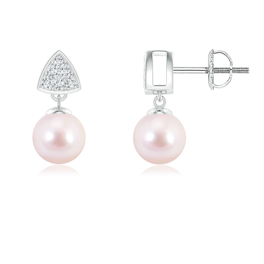 6mm AAAA Japanese Akoya Pearl Earrings with Trillion Motifs in P950 Platinum