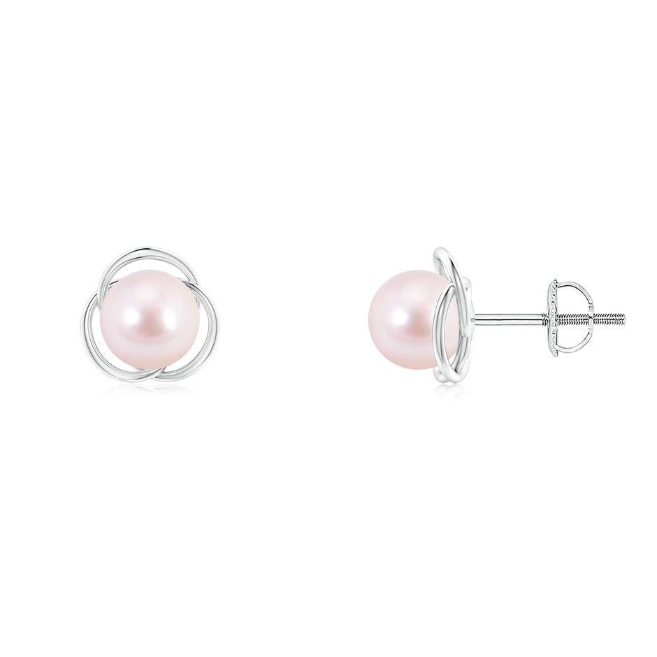6mm AAAA Japanese Akoya Pearl Love Knot Studs in P950 Platinum 