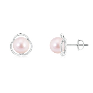 7mm AAAA Japanese Akoya Pearl Love Knot Studs in P950 Platinum