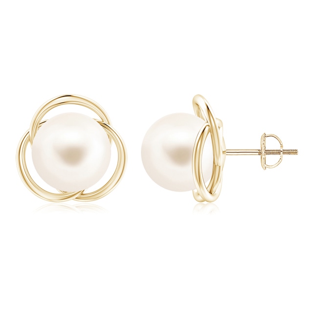 Freshwater Pearl Earrings with Twisted Rope Frame | Angara