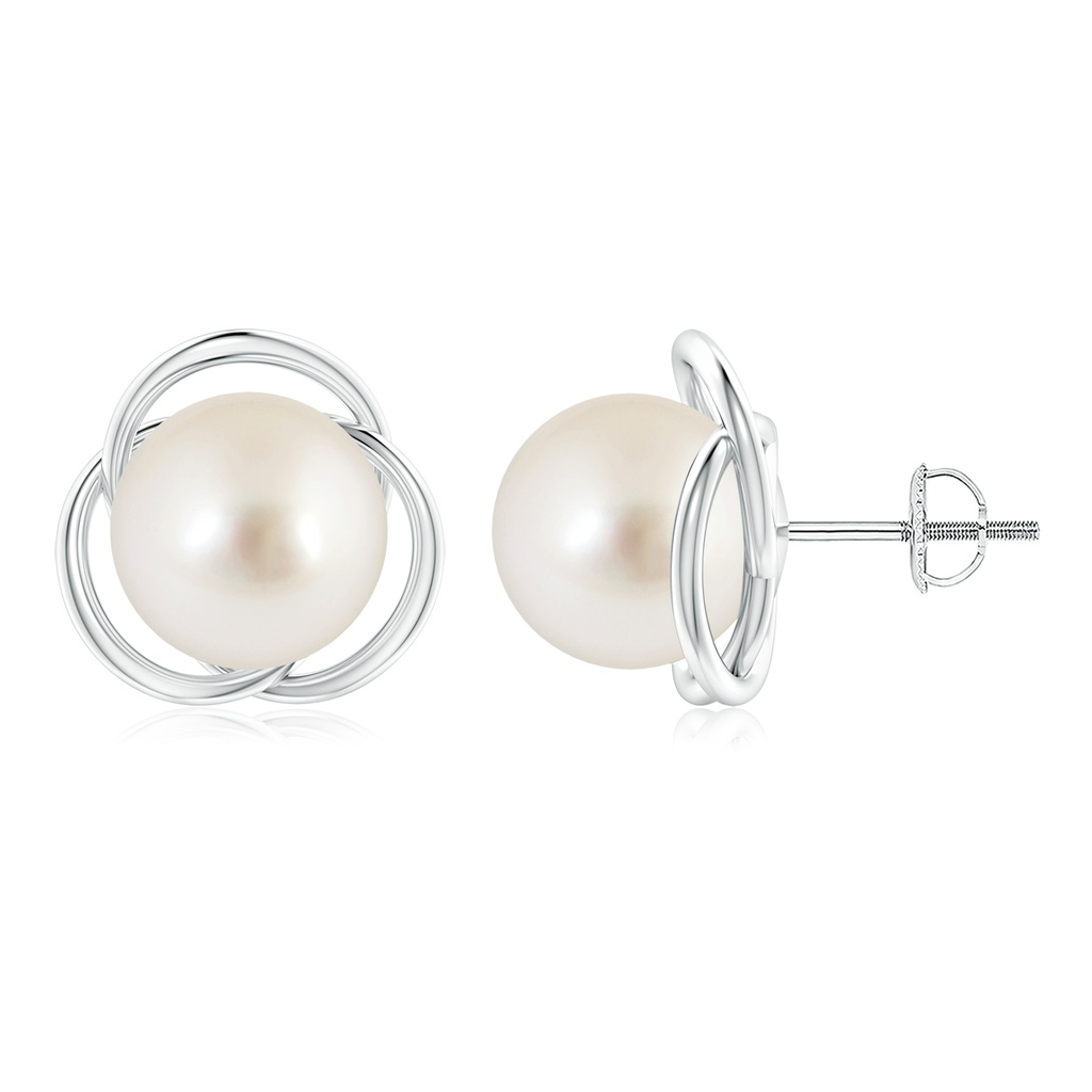 10mm AAAA South Sea Pearl Love Knot Studs in P950 Platinum