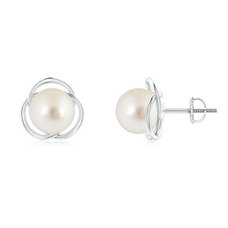 8mm AAAA South Sea Pearl Love Knot Studs in P950 Platinum