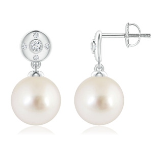 9mm AAAA South Sea Pearl Earrings with Diamond Accent in P950 Platinum