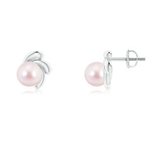 6mm AAAA Japanese Akoya Pearl Spiral Stud Earrings in P950 Platinum