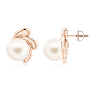 9mm AAA Freshwater Pearl Spiral Stud Earrings in Rose Gold