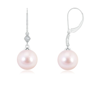 6mm AAAA Japanese Akoya Pearl Earrings with Pavé-Set Diamond in P950 Platinum