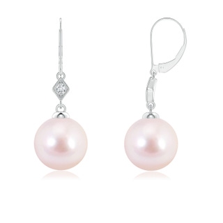 7mm AAAA Japanese Akoya Pearl Earrings with Pavé-Set Diamond in P950 Platinum