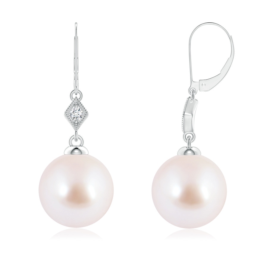 8mm AAA Japanese Akoya Pearl Earrings with Pavé-Set Diamond in P950 Platinum 