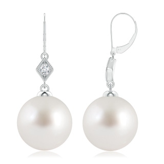 10mm AAA South Sea Pearl Earrings with Pavé-Set Diamond in White Gold