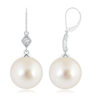10mm AAAA South Sea Pearl Earrings with Pavé-Set Diamond in White Gold