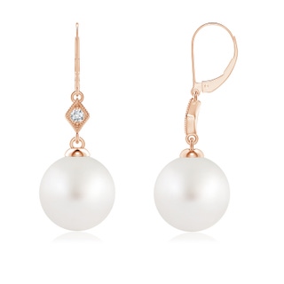 8mm AA South Sea Pearl Earrings with Pavé-Set Diamond in Rose Gold