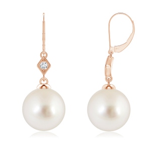 8mm AAAA South Sea Pearl Earrings with Pavé-Set Diamond in Rose Gold