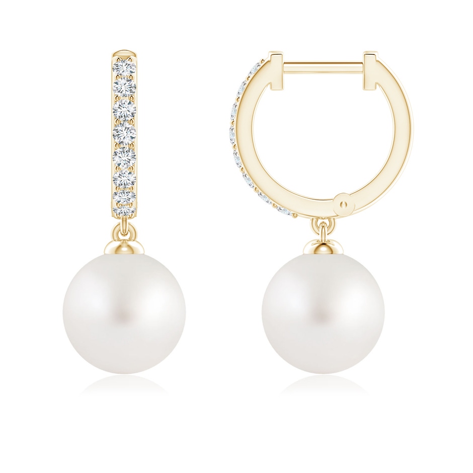 8mm AA South Sea Pearl Huggie Hoop Earrings in Yellow Gold 