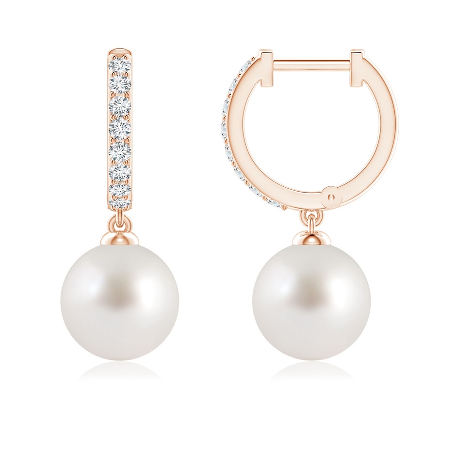 8mm AAA South Sea Pearl Huggie Hoop Earrings in Rose Gold 