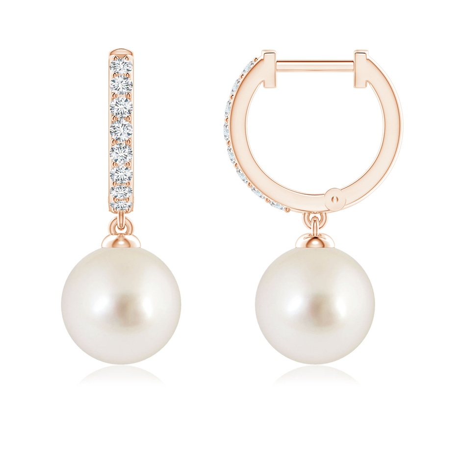 8mm AAAA South Sea Pearl Huggie Hoop Earrings in Rose Gold 