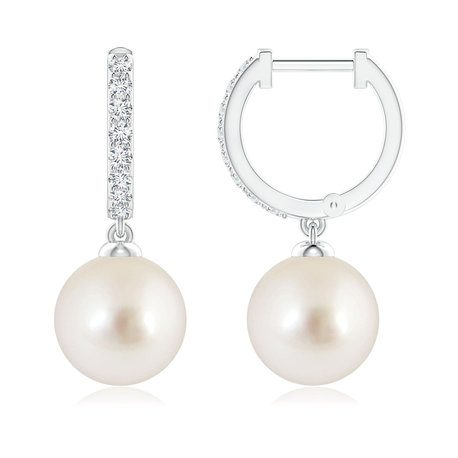 Skysk Grey South Sea Shell Pearl Drop Earrings – 12mm Round, Leverback, Silver Plated