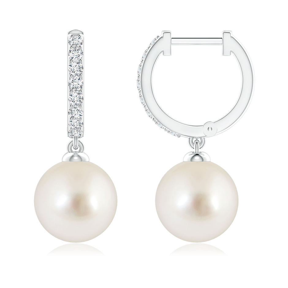 9mm AAAA South Sea Pearl Huggie Hoop Earrings in White Gold 