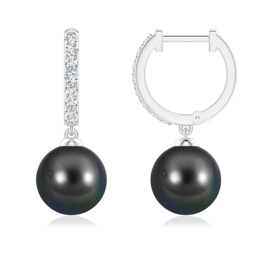 8mm AA Tahitian Pearl Huggie Hoop Earrings in White Gold 