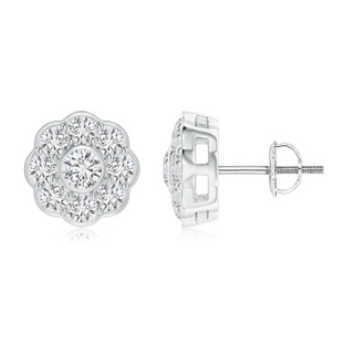 3.5mm HSI2 Bezel and Pave Set Diamond Floral Earrings in White Gold