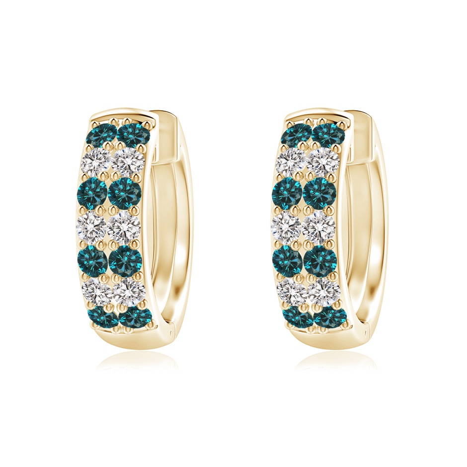 1.75mm AA Twin-Row Enhanced Blue Diamond Hoop Earrings in 9K Yellow Gold 