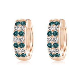 1.75mm AA Twin-Row Blue Diamond Hoop Earrings in Rose Gold