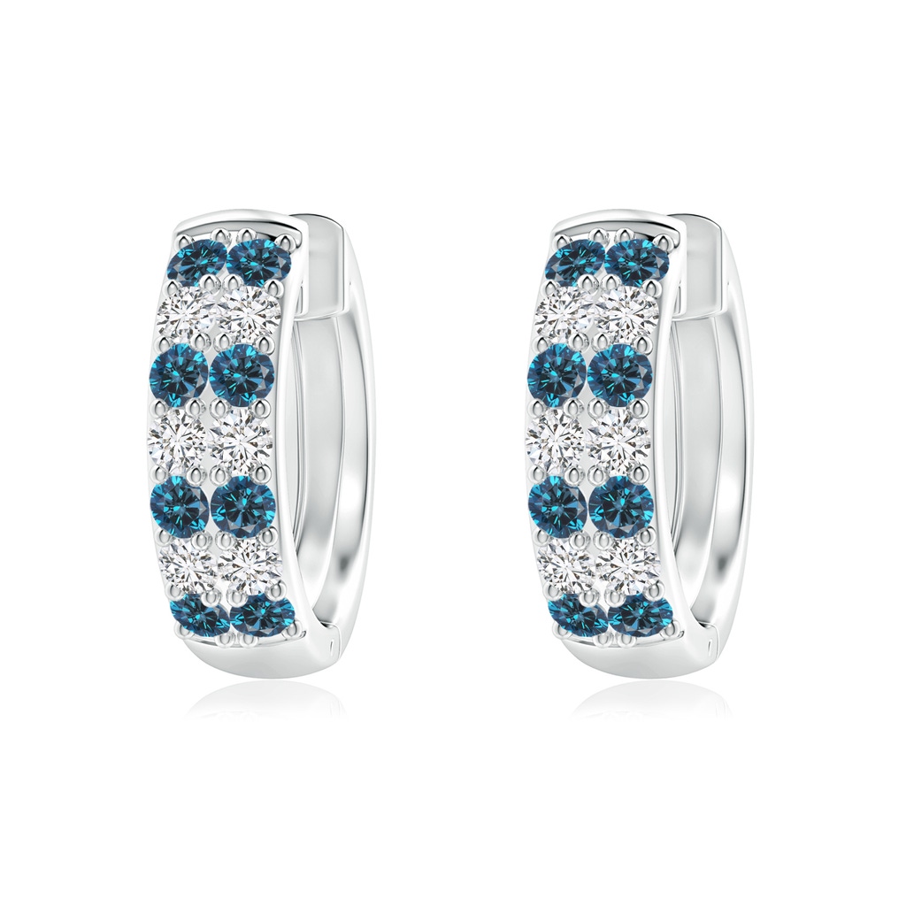 1.75mm AAA Twin-Row Blue Diamond Hoop Earrings in P950 Platinum