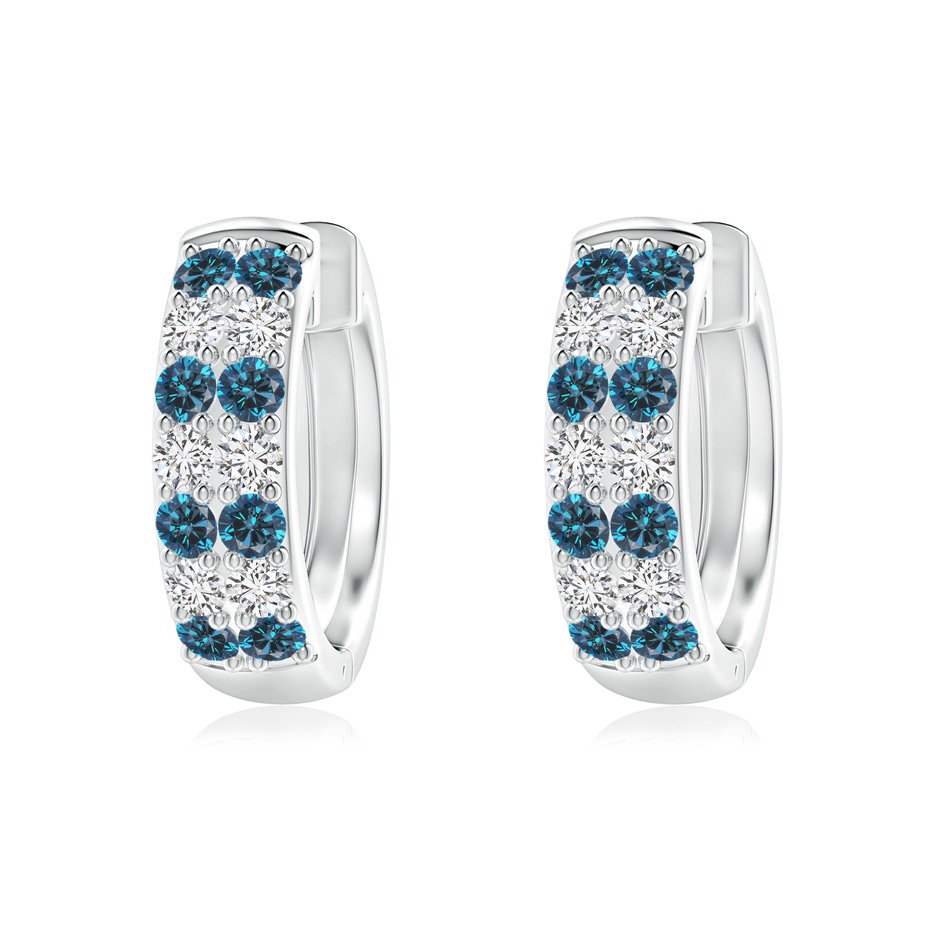 1.75mm AAA Twin-Row Blue Diamond Hoop Earrings in White Gold 